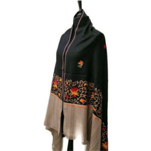 Black Cashmere Embroidered Shawl - Image 1