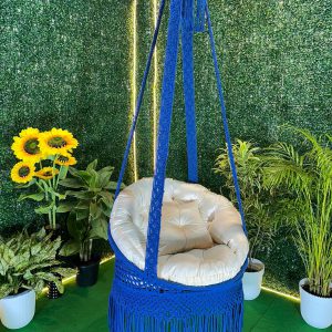 Azure Nest Macramé Hanging Swing - Image 1