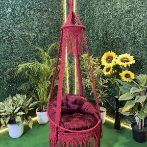Burgundy Bliss Macramé Hanging Swing - Image 1